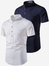 Mens Casual Slim Fit Half Sleeve Cotton Kurta (Pack 2)